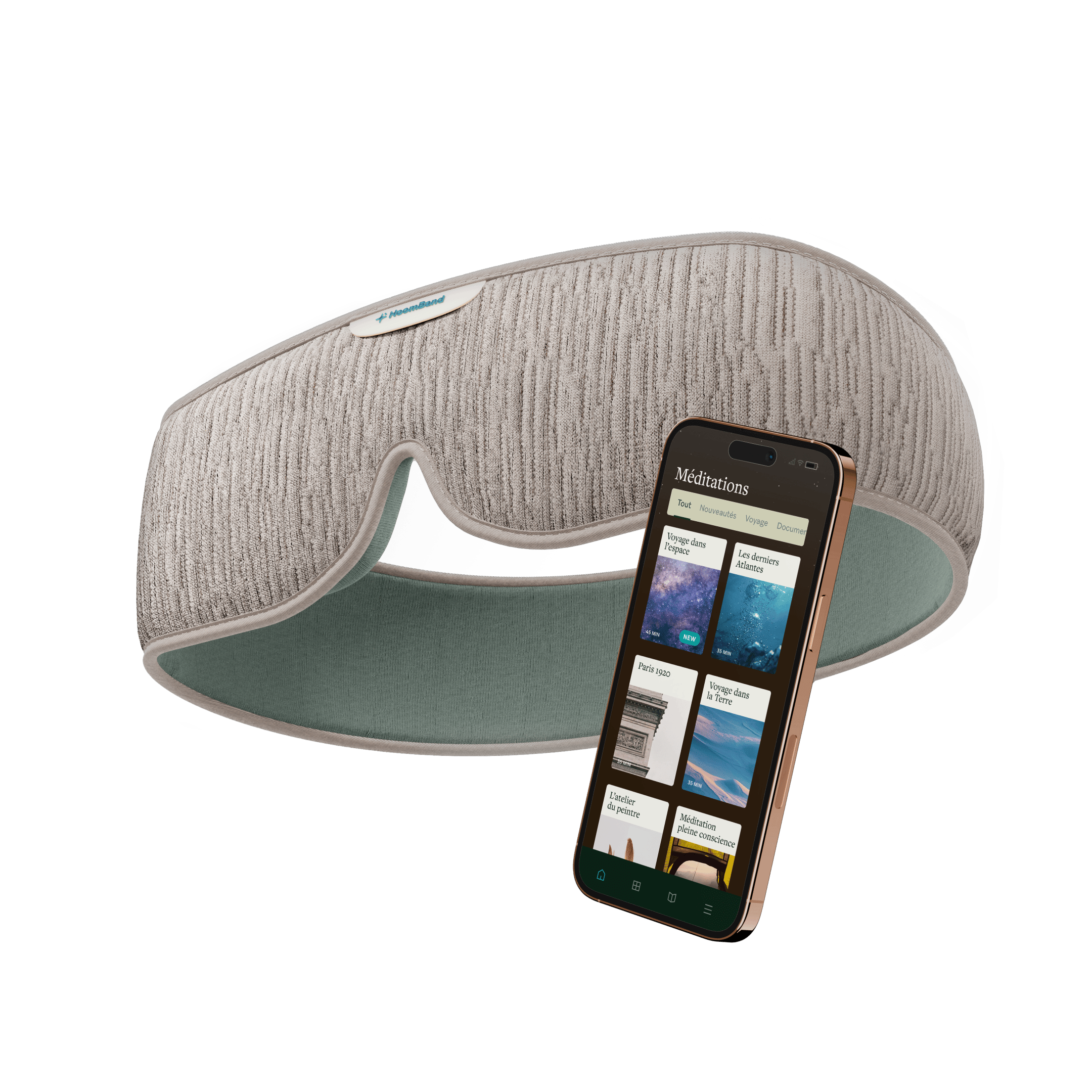 HoomBand Ultimate by LIVLAB, a Bluetooth sleep mask with audio features and Livlab app access for relaxation.