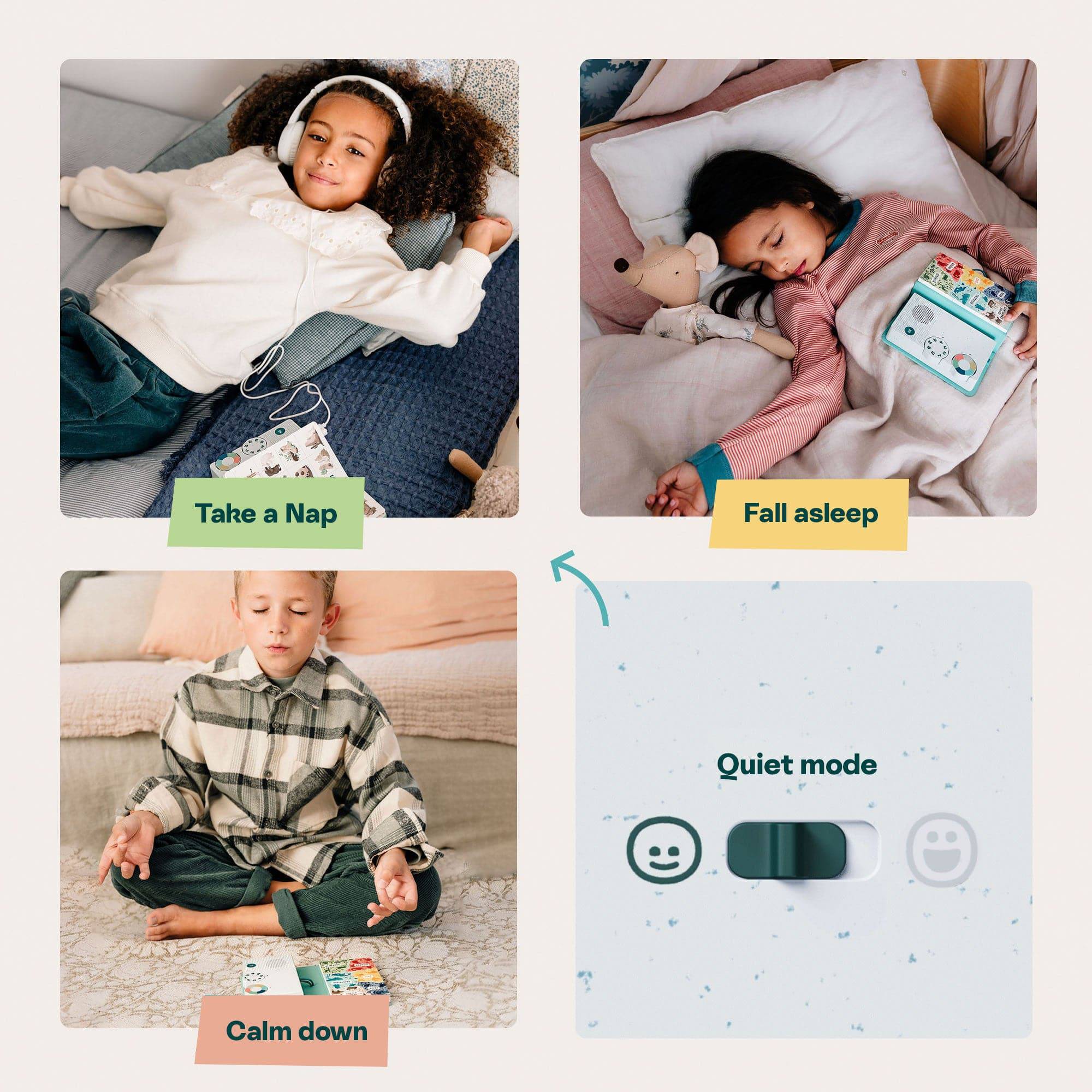 HoomKid story box for kids aged 3-10, featuring calming designs to aid sleep and emotional well-being.