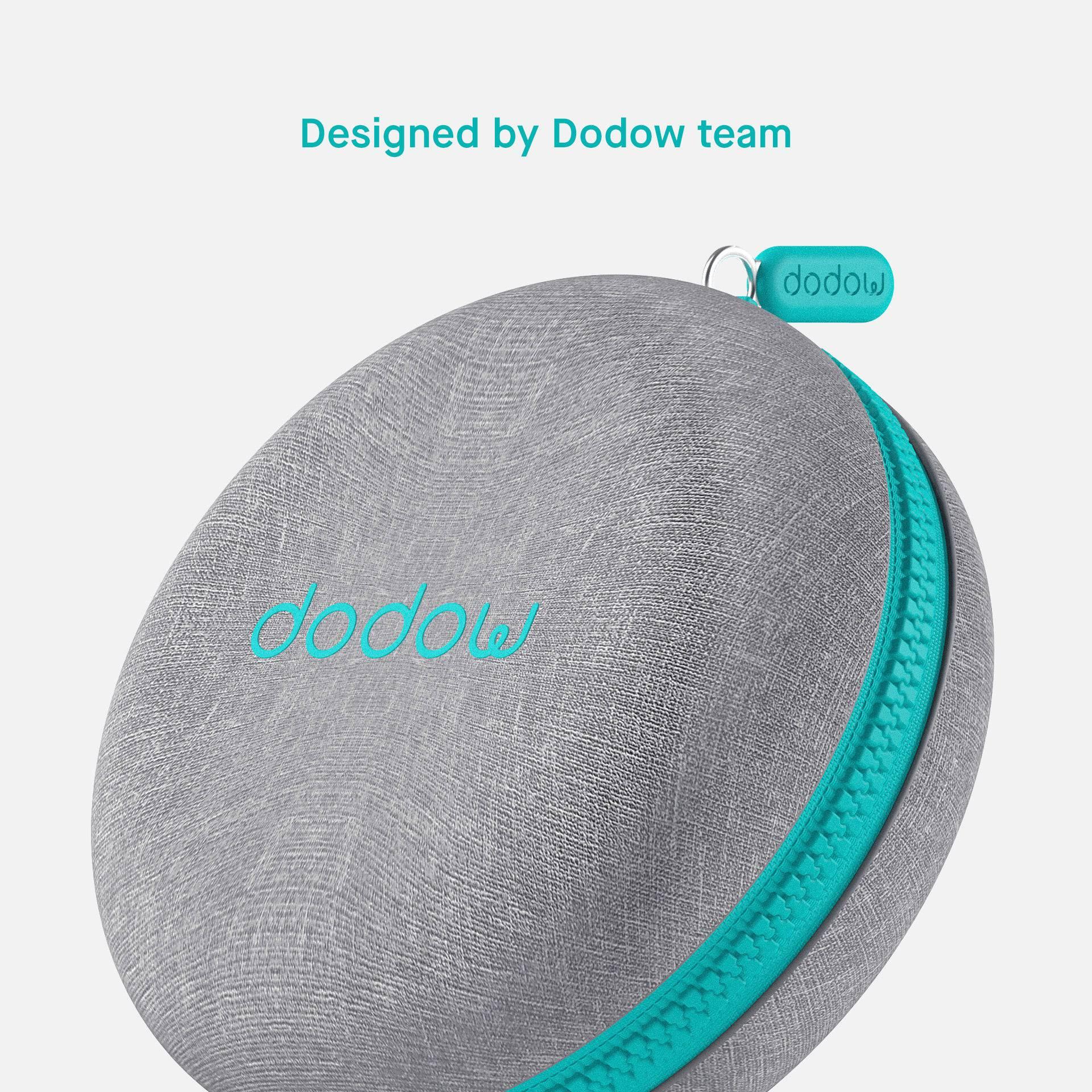 Gray Dodow travel case with teal zipper and logo, sleep aid accessory product image.