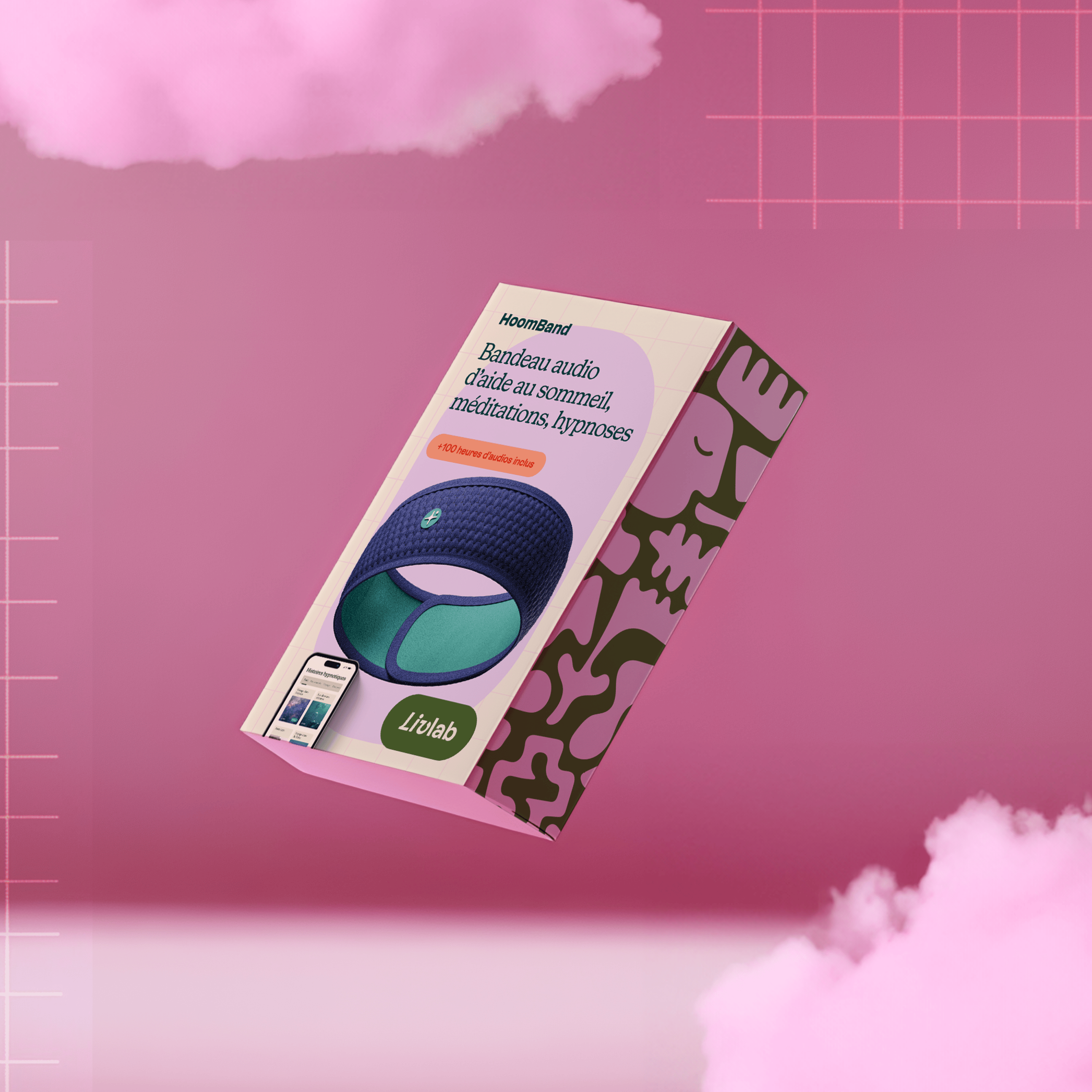 HoomBand audio sleep headband by Livlab with access to HoomBook volume 1 and Livlab app, displayed in unisize.