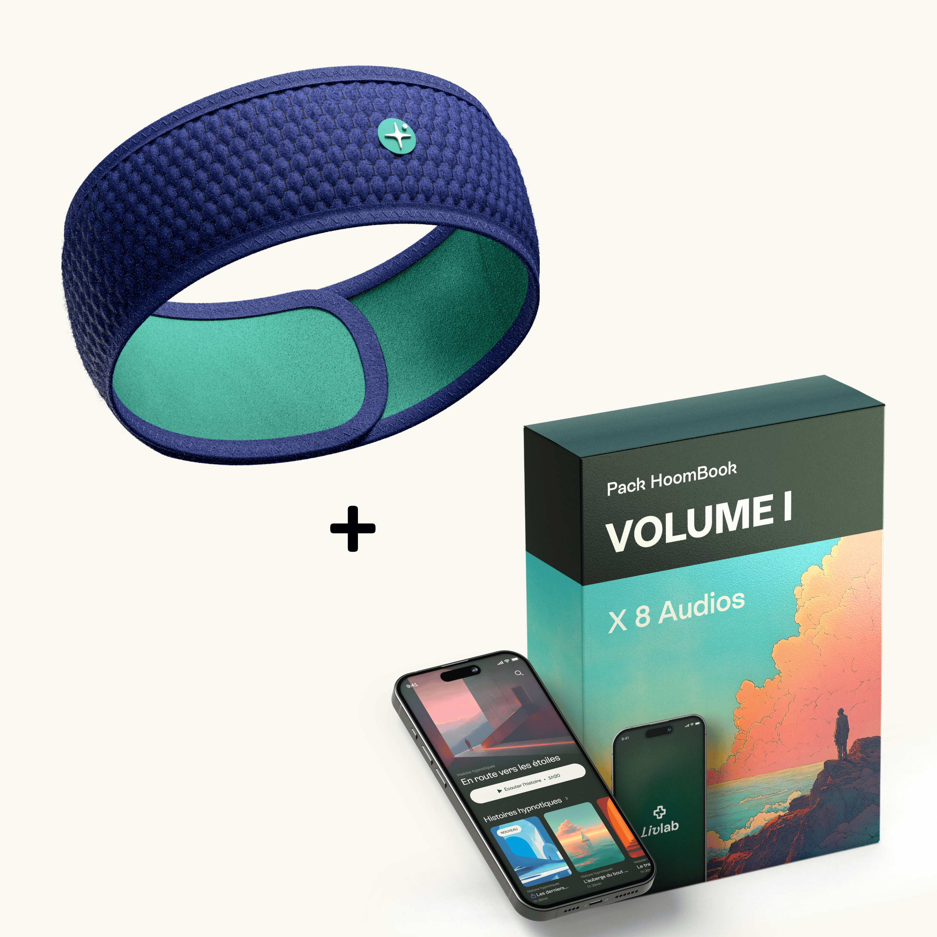 HoomBand by Livlab, unisize audio sleep headband with access to Livlab app and HoomBook Volume 1 audio pack.