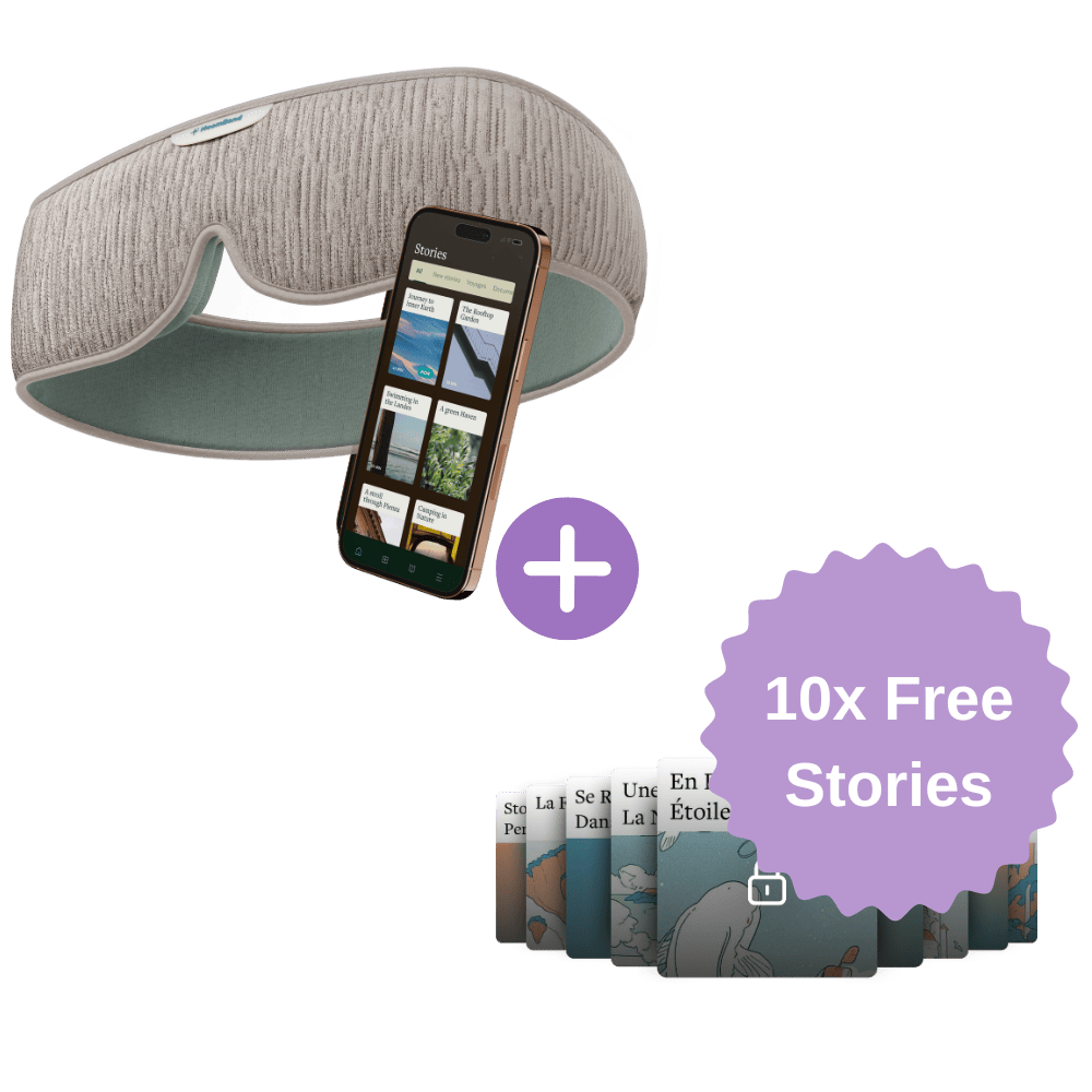 HoomBand Ultimate by Livlab, a Bluetooth sleep mask with audio features and access to Livlab app for relaxation.
