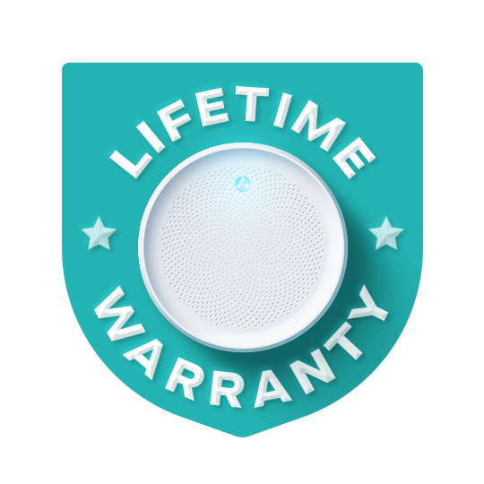 LIVLAB Dodow lifetime warranty badge featuring a shield design on a clean background.