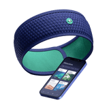 HoomBand by LIVLAB, a sleep audio bandeau with access to the Livlab app, displayed in a cozy bedroom setting.